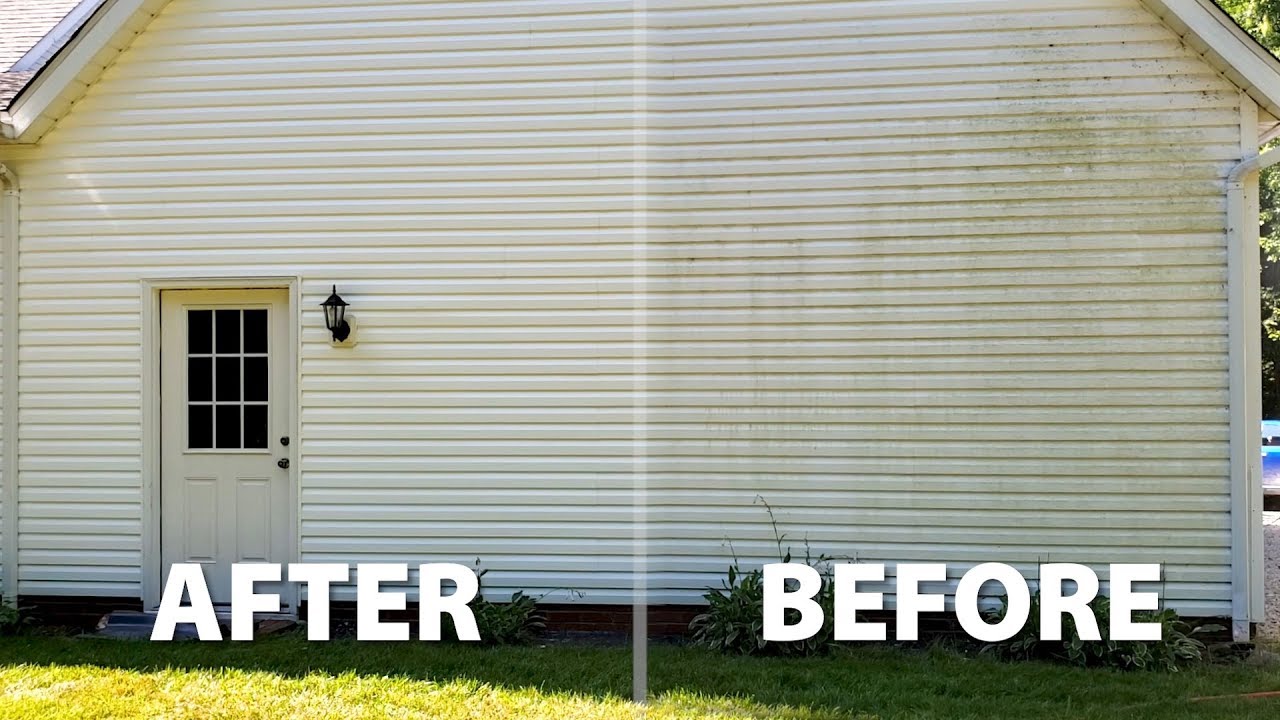 Pressure washing driveway results