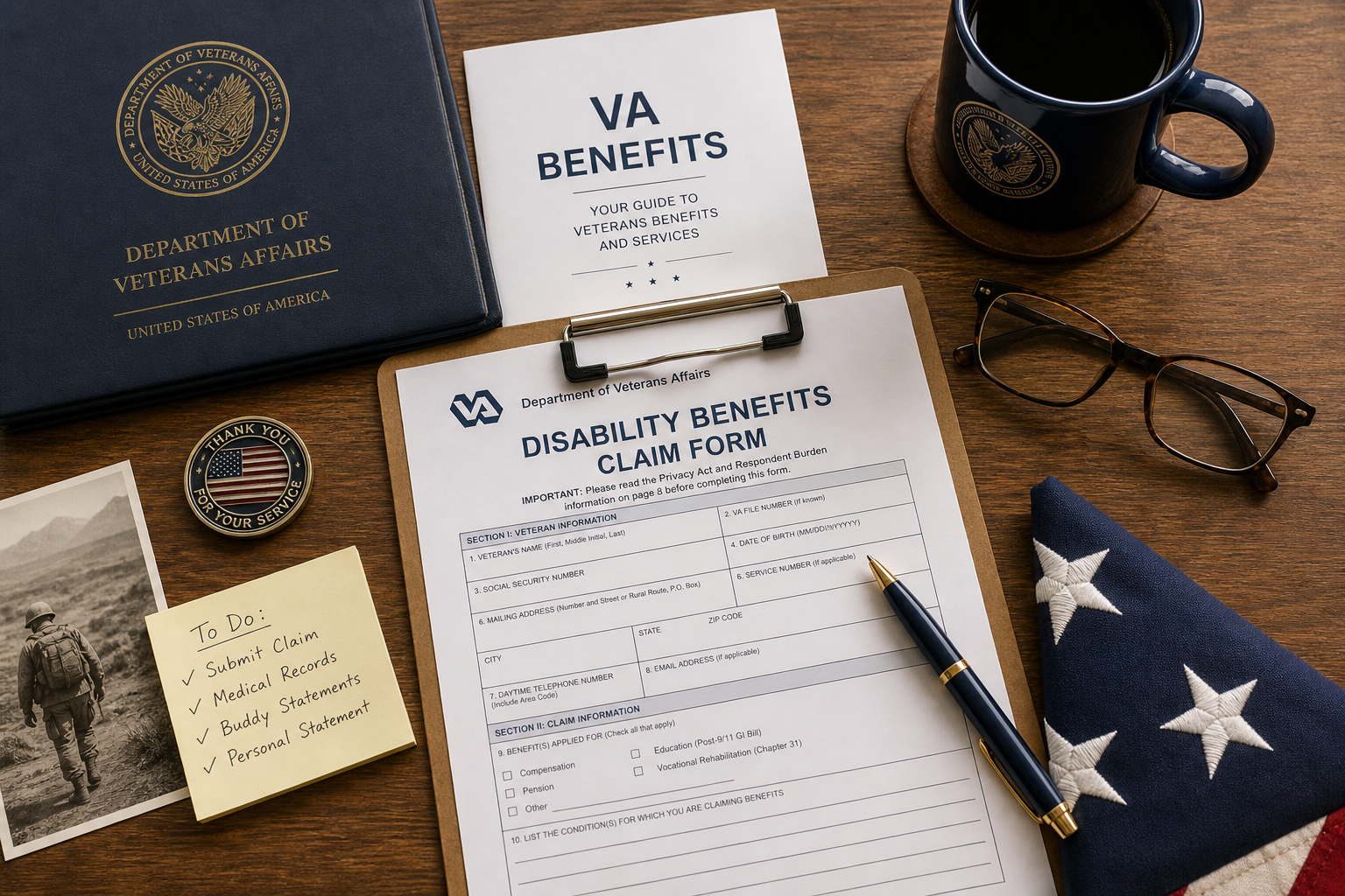 Service treatment records and VA claim documents laid out for forensic review