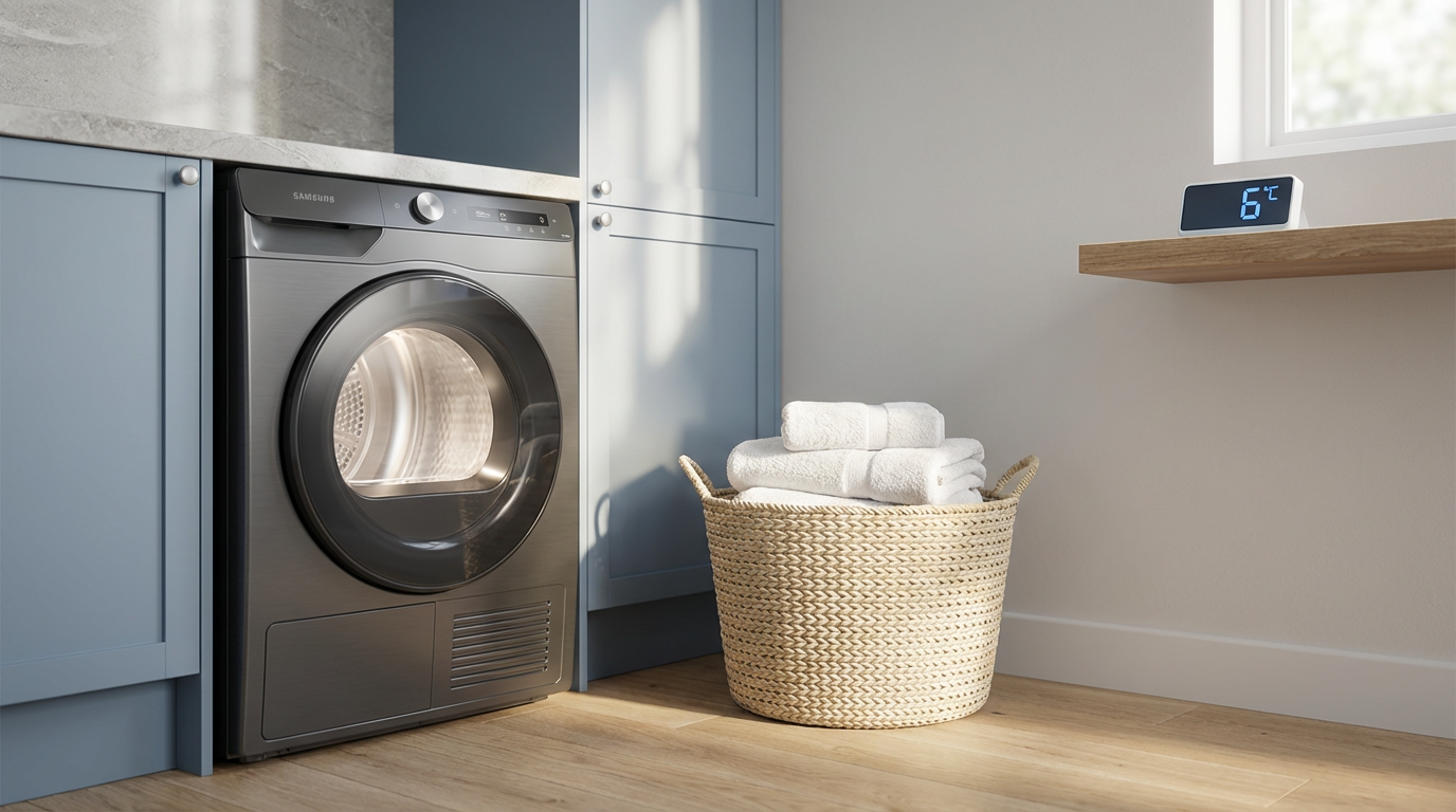 Sèche-linge pompe à chaleur dans une buanderie moderne