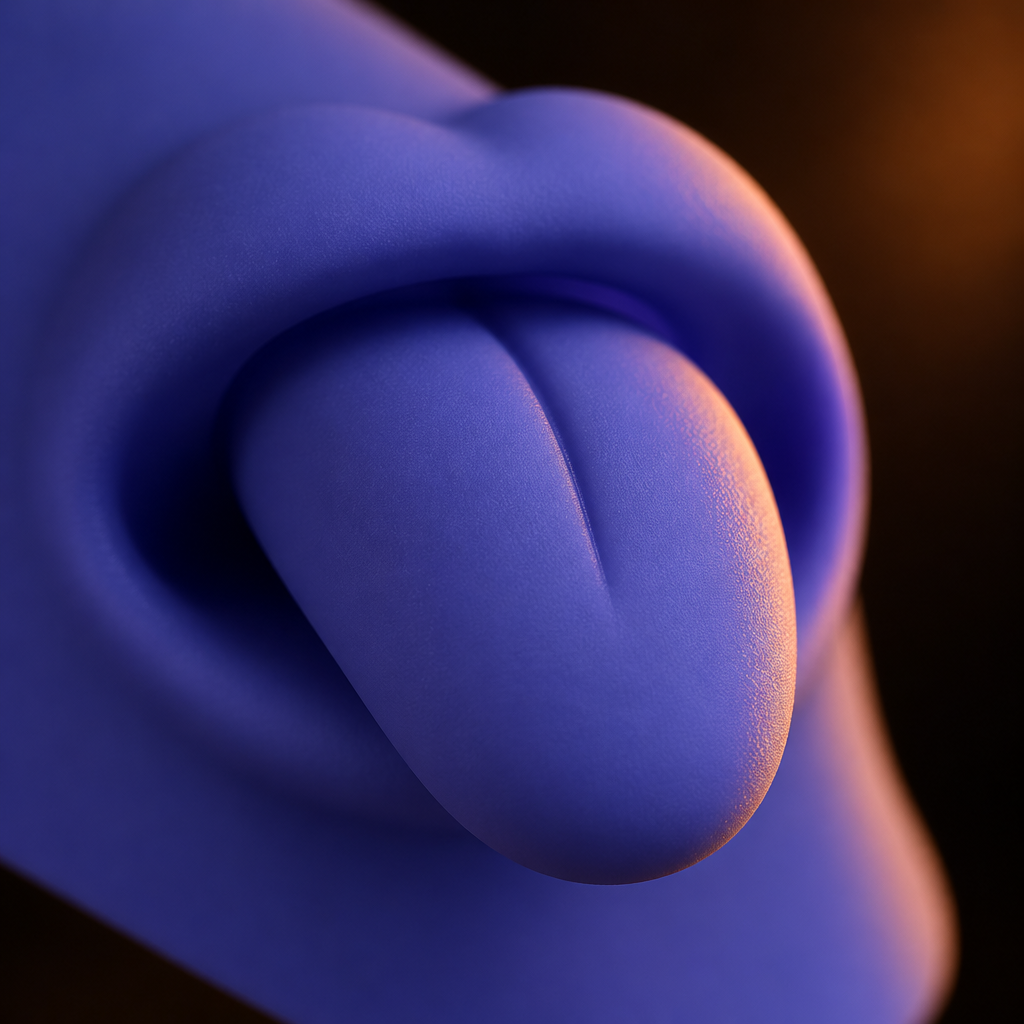 Close-up of the Tongue Tingler sculpted silicone tongue