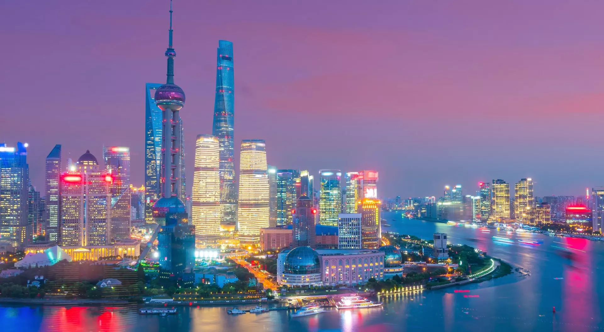 Shanghai Pudong skyline at night showcasing China's modern urban development