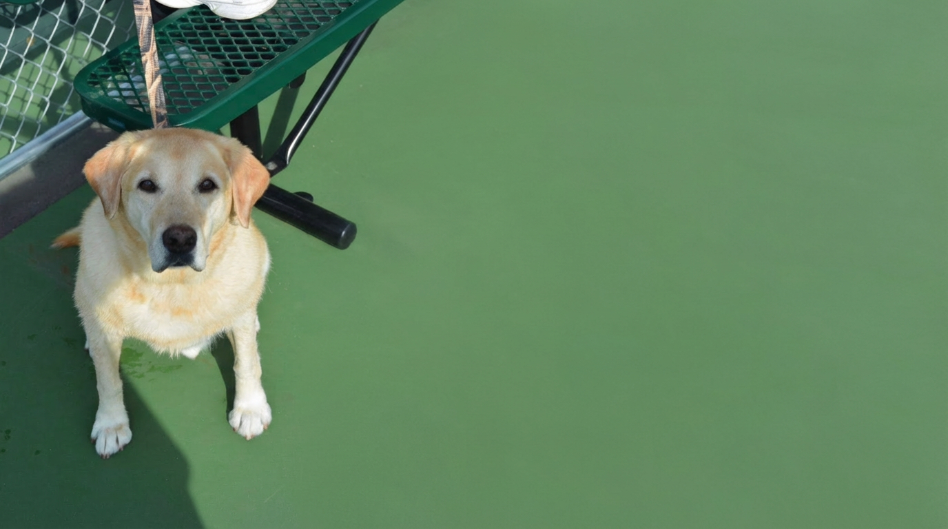 Club dog at pickleball courts