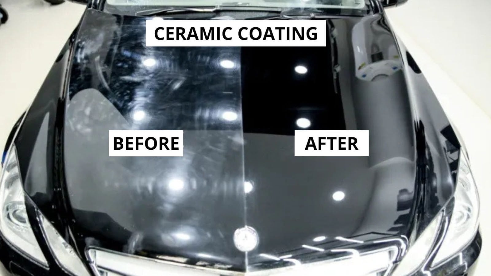 Ceramic coating being applied to a car with glossy finish