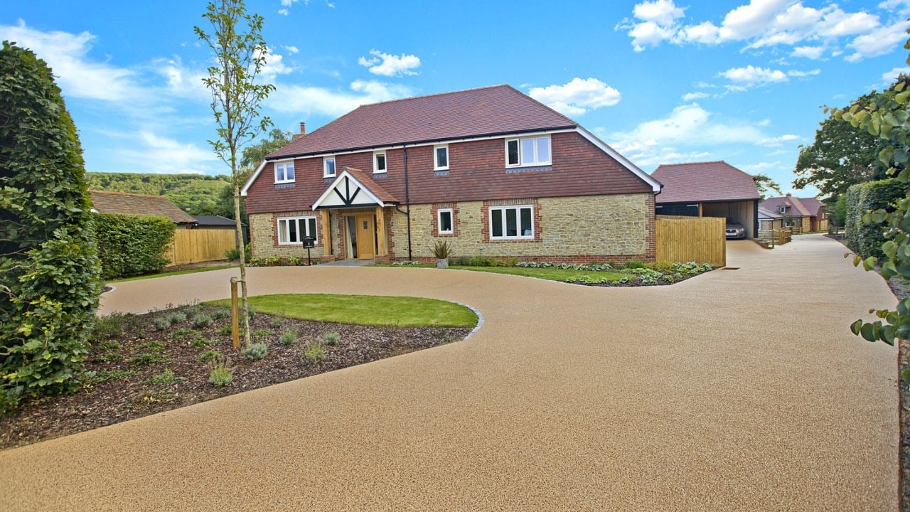 Golden resin bound driveway