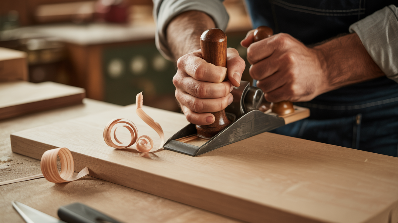 Master craftsman Andy Metcalfe working with traditional hand tools in his Yorkshire workshop