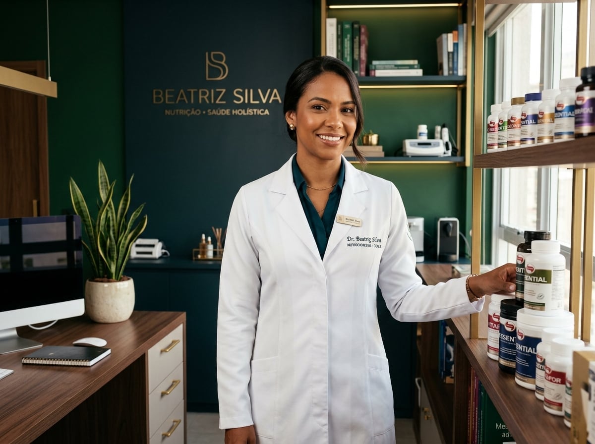 Profissional de saúde em consultório premium