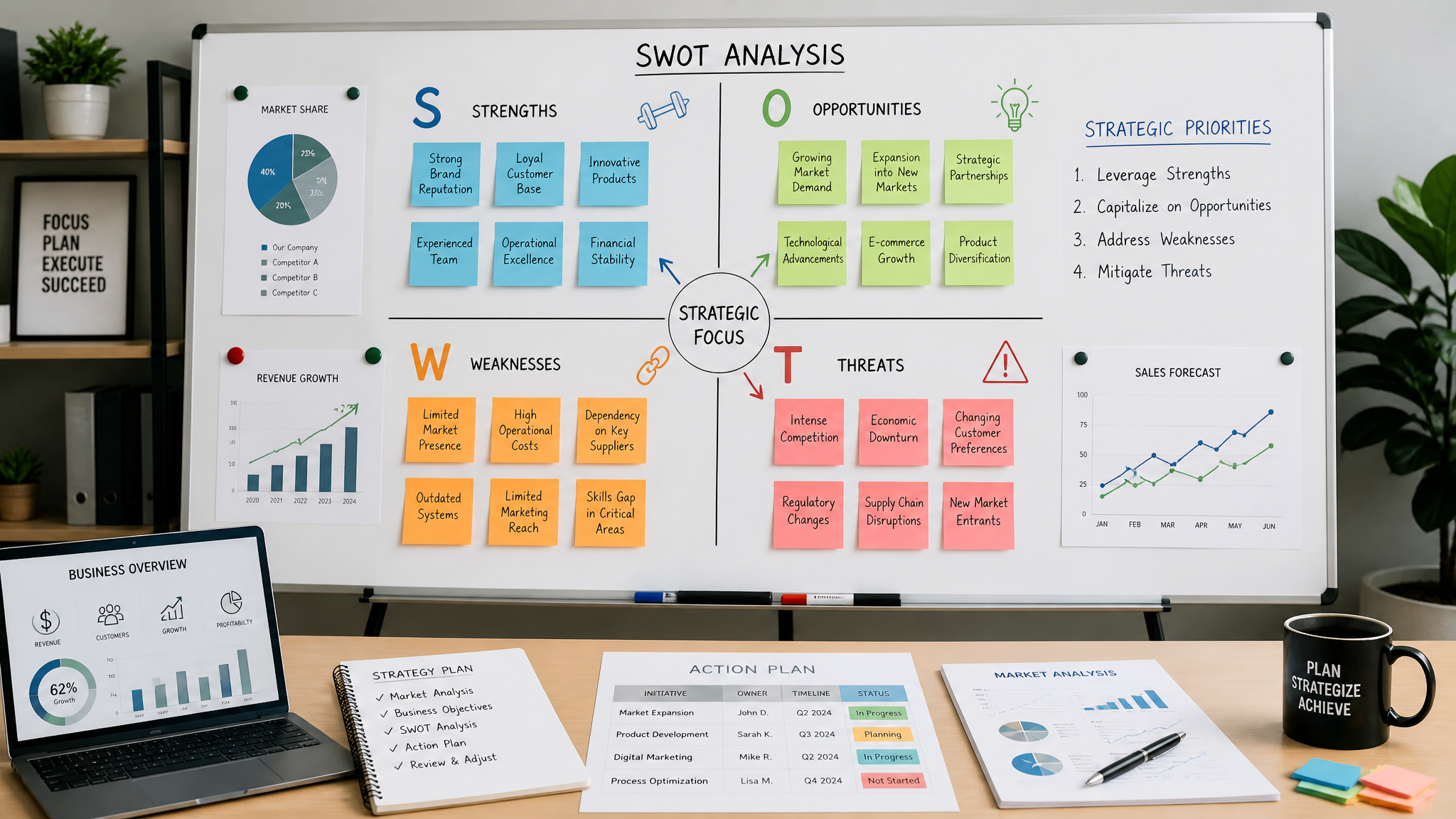 SWOT Analizi & Aksiyon Planı — AI ile üretilmiş kapak görseli