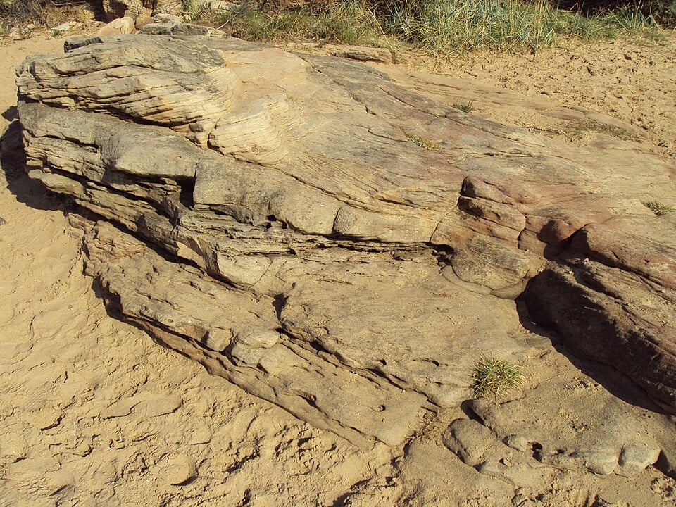 Layered red sandstone
