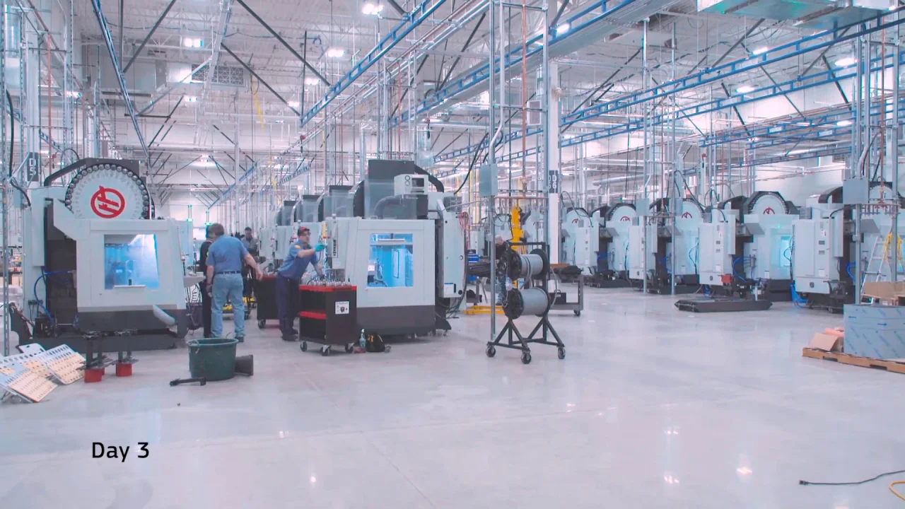 Precision CNC manufacturing facility producing steel components at scale