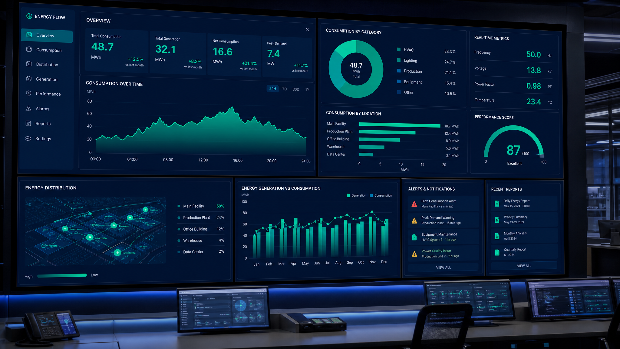 Apollo.eco enerji izleme platformu dashboard görünümü
