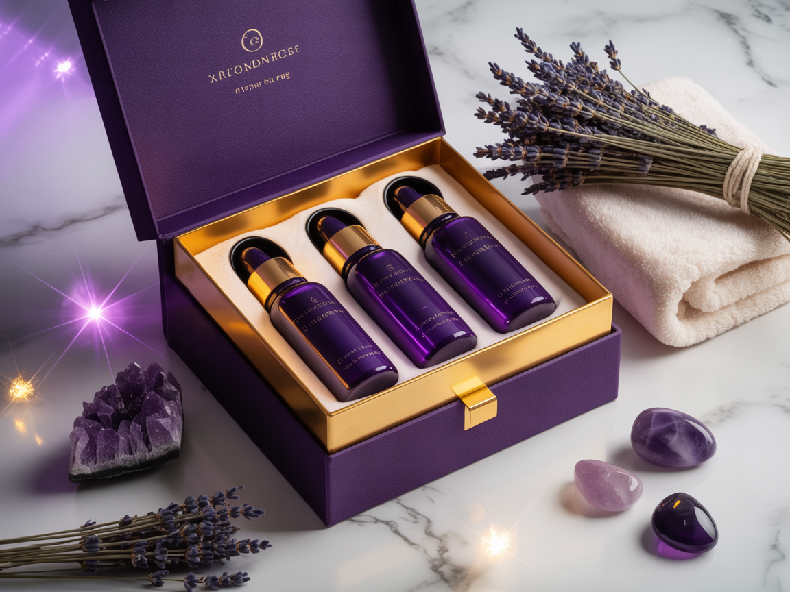 MelanRx Oncology Recovery Kit with premium purple and gold skincare products