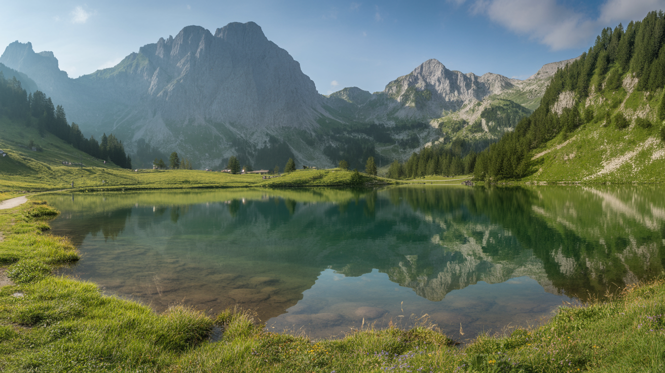 Seealpsee bei Oberstdorf - Traumhafter Hochgebirgssee auf 1.141 m Höhe umgeben von beeindruckenden Gipfeln im Allgäu