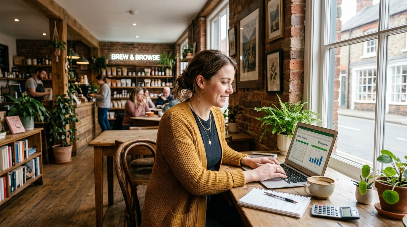 Small business owner managing finances