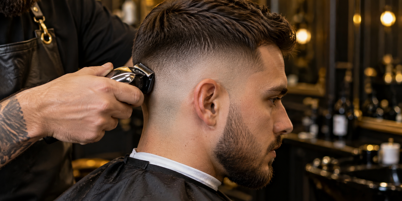Corte degradê fade masculino feito em barbearia de Sorocaba