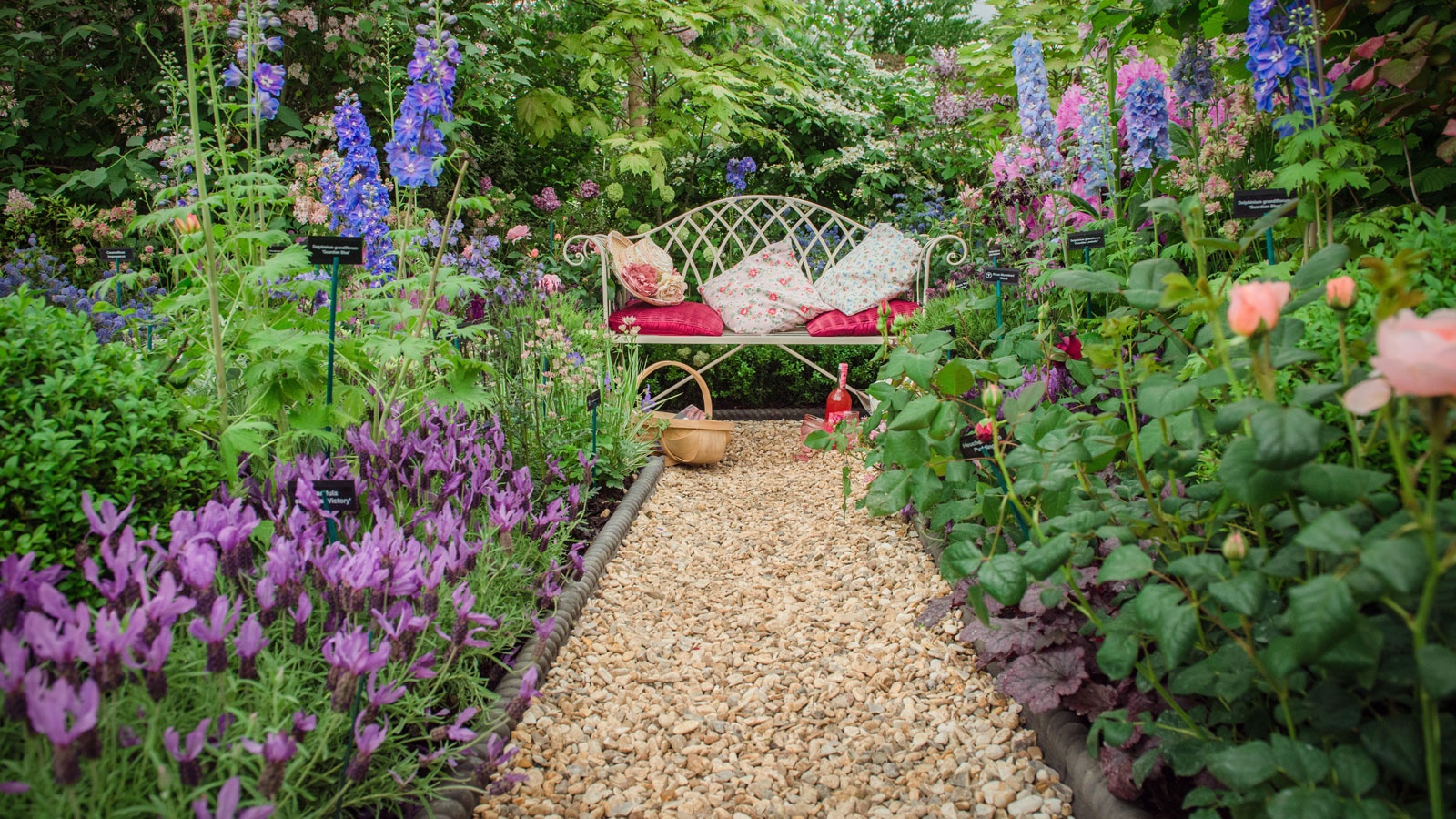 Decorative gravel garden path with neat edging