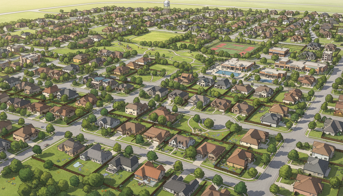 Leander Texas neighborhood aerial view