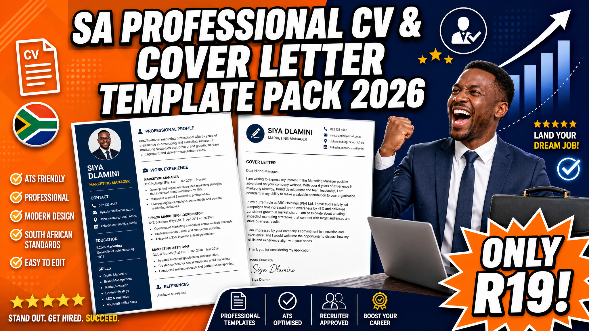 SA Professional CV & Cover Letter Template Pack 2026
