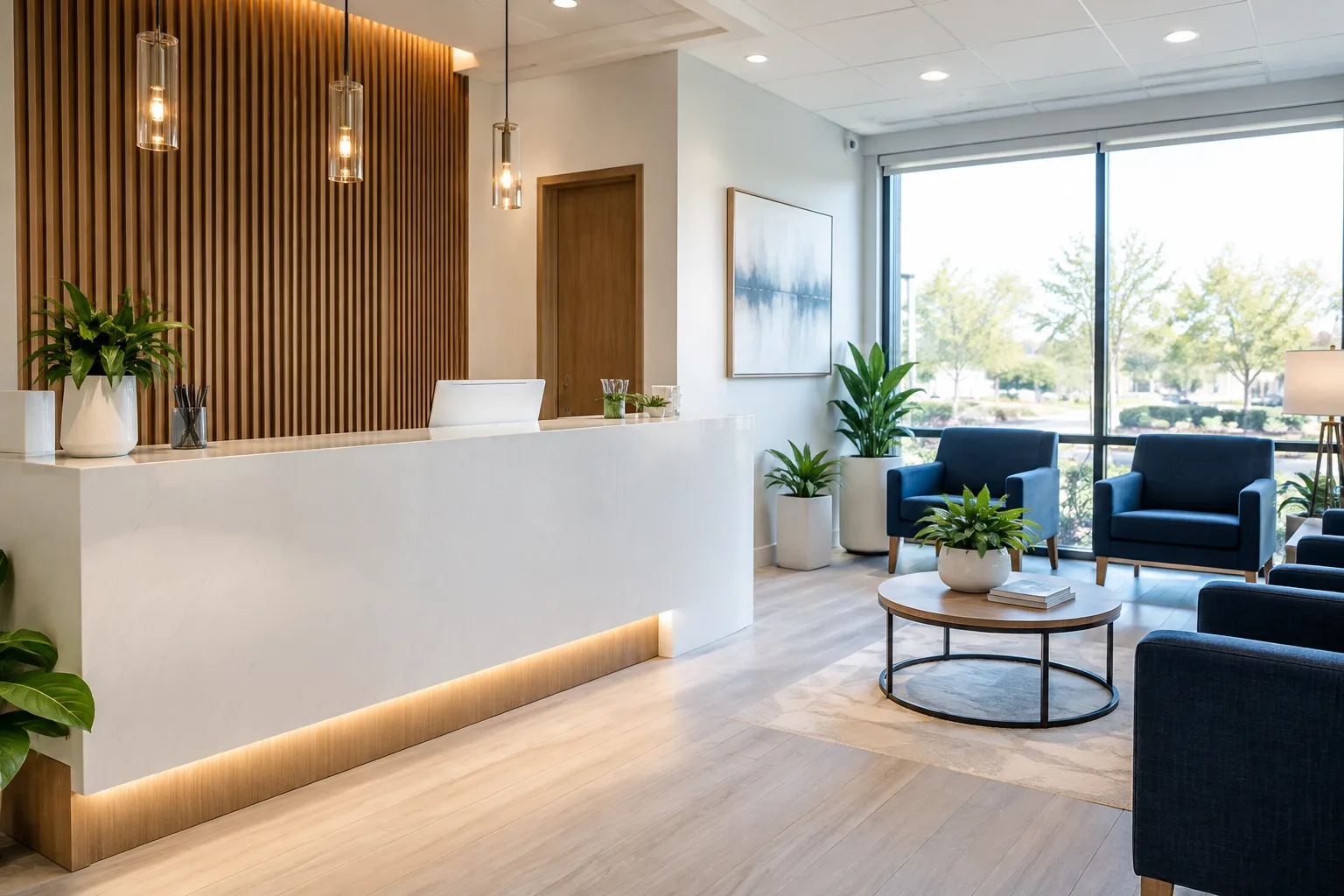 Welcoming reception area at our walk-in dental office in Fort Wayne