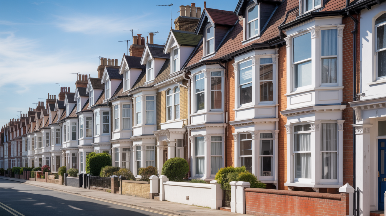 Victorian terraced houses with sash windows in Bournemouth, the area we serve