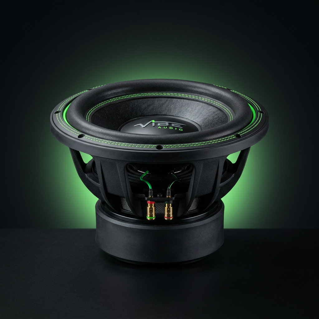 CH BEATS subwoofer with green glow