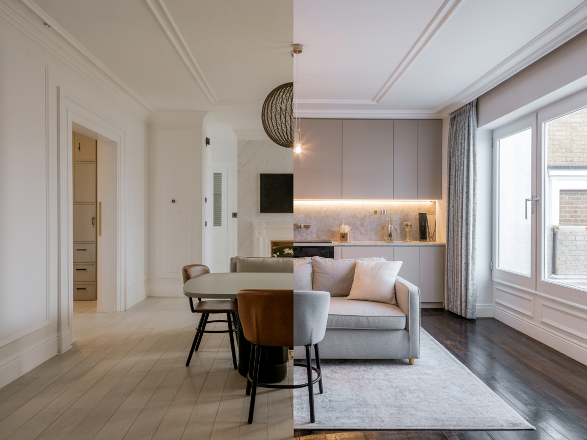 Modern renovation interior in London home