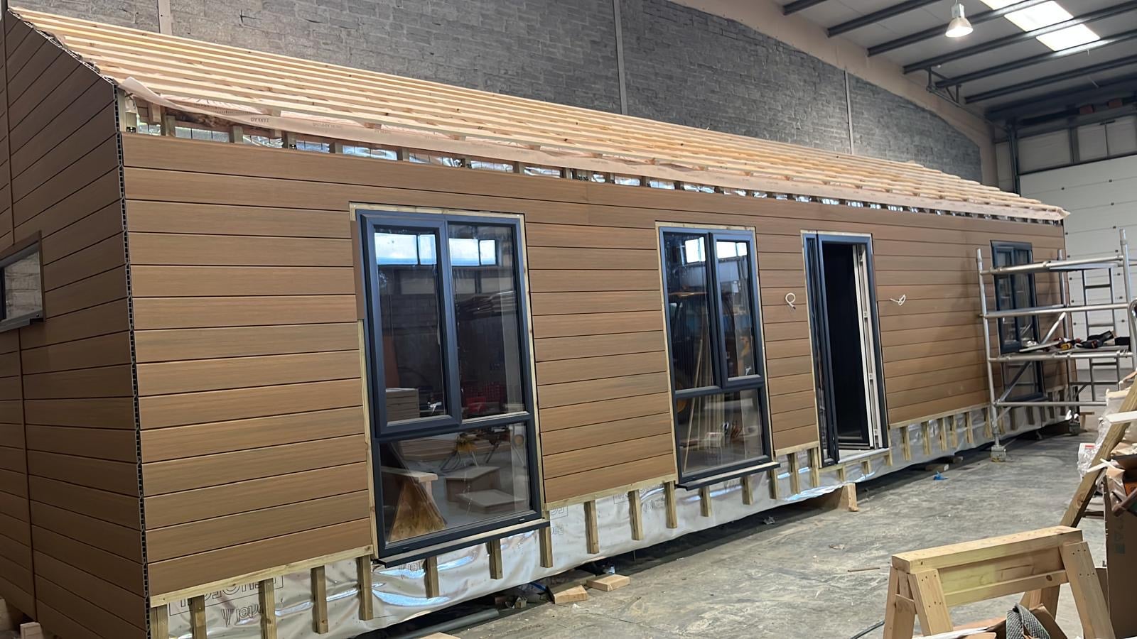 Timber-effect cladding fitted in our workshop
