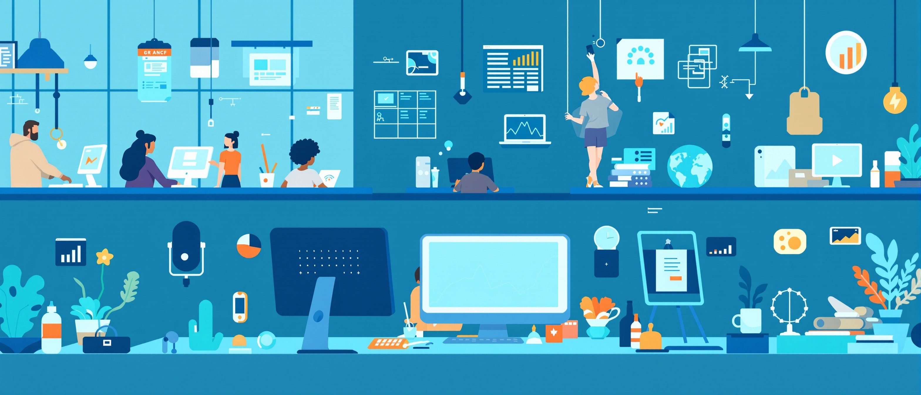 People working with computers and technology