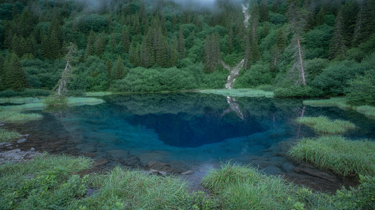 Christlessee Oberstdorf - Einzigartiger kobaltblauer Bergsee mit Karstquellen im Trettachtal, friert niemals zu