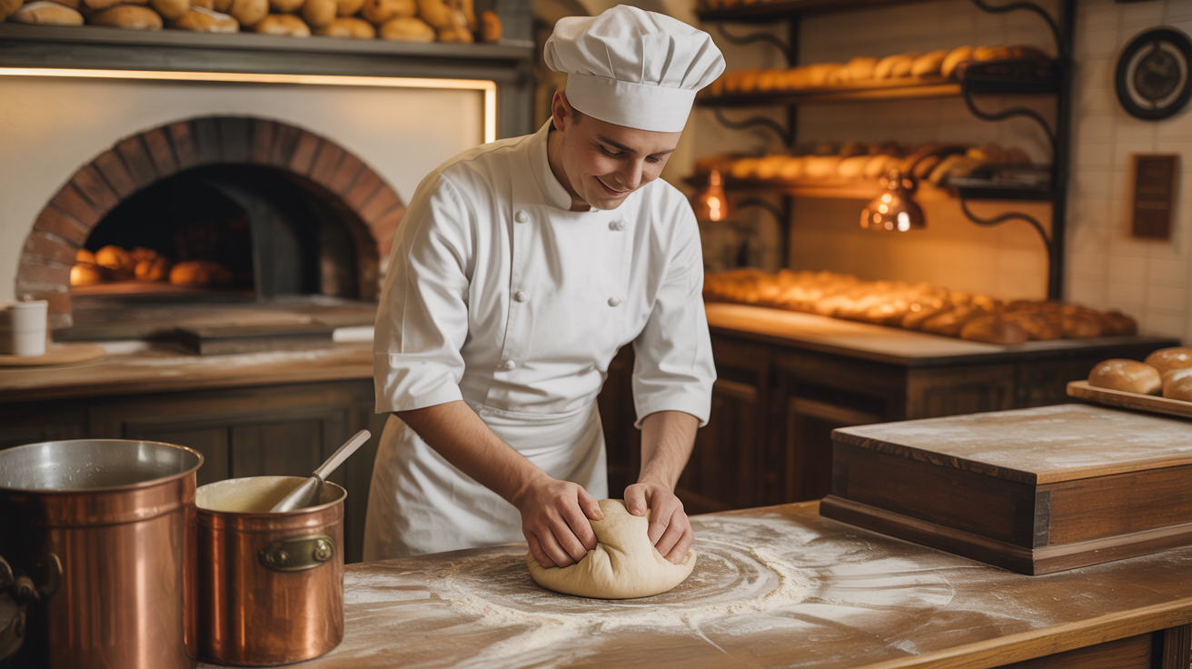 Traditionelle Backstube von Rausch's Bäckerei Frankfurt – frische Brötchen und Brot täglich handgemacht