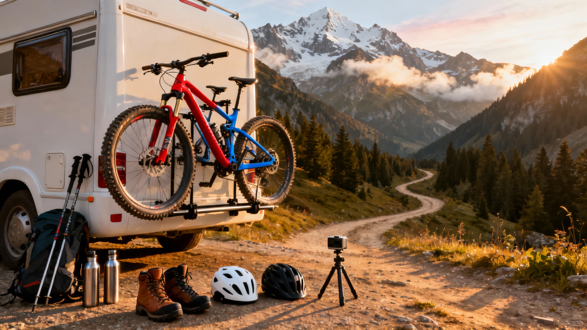 Unsere Bikes am Startpunkt eines epischen Trails