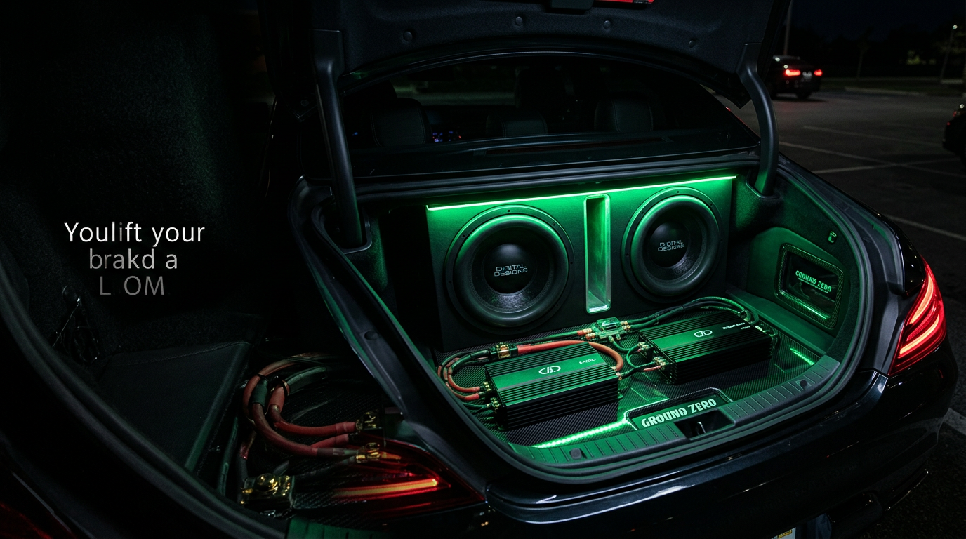Car audio system with glowing subwoofers