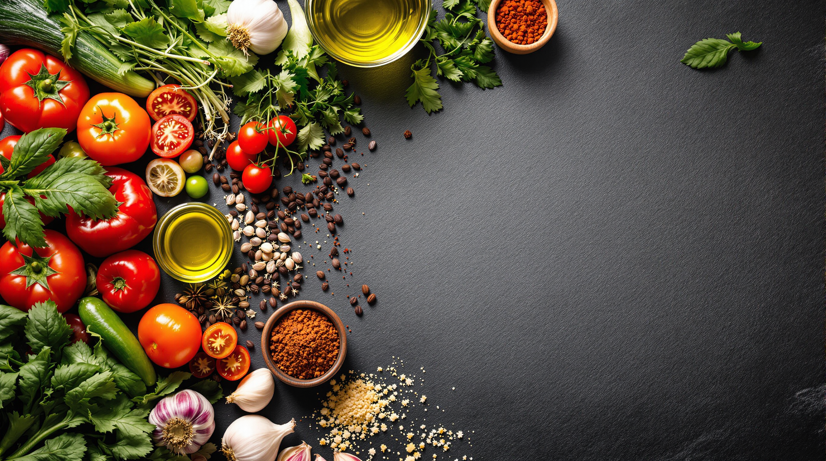 Fresh ingredients and spices for cooking