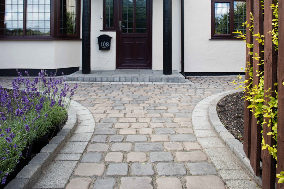 Block paving front garden driveway