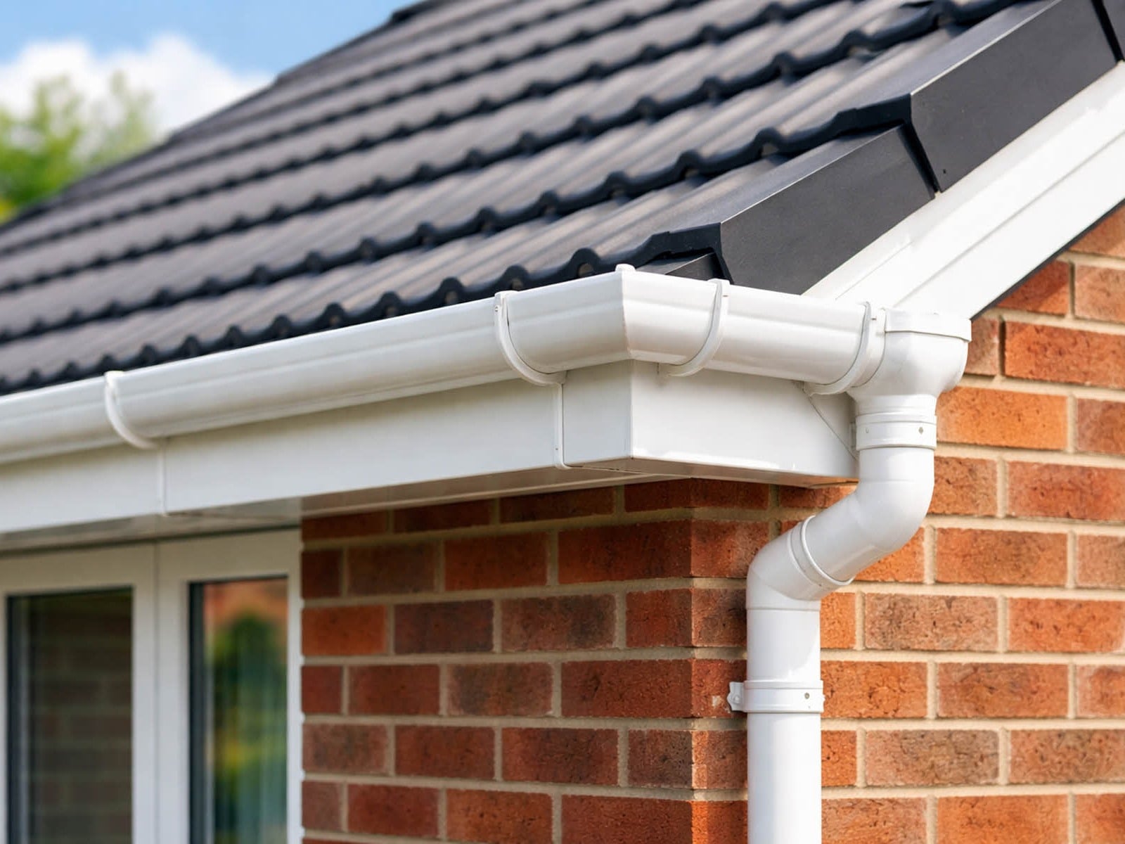 UK house guttering and downpipe