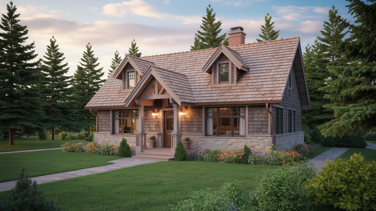 Traditional Canadian cottage with cedar shakes