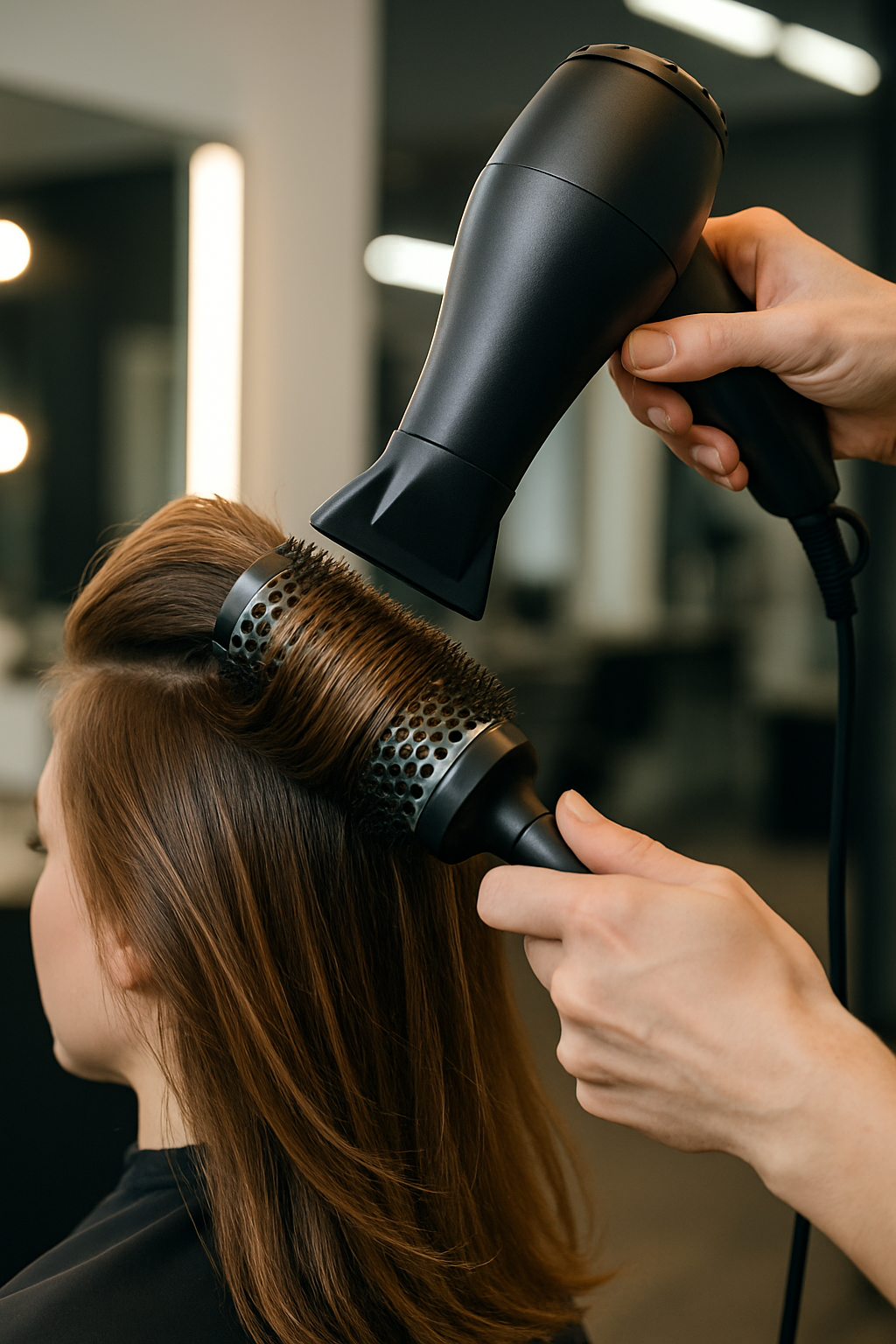 Professional volume-boosting blow-dry technique