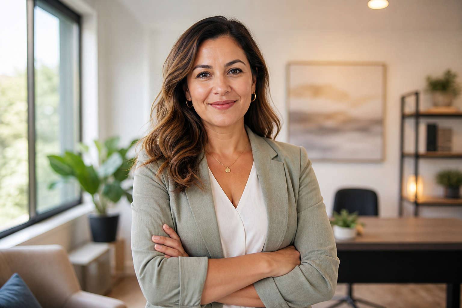 An accredited VA disability advocate standing in a bright modern office, ready to review a respiratory and toxic-exposure claim
