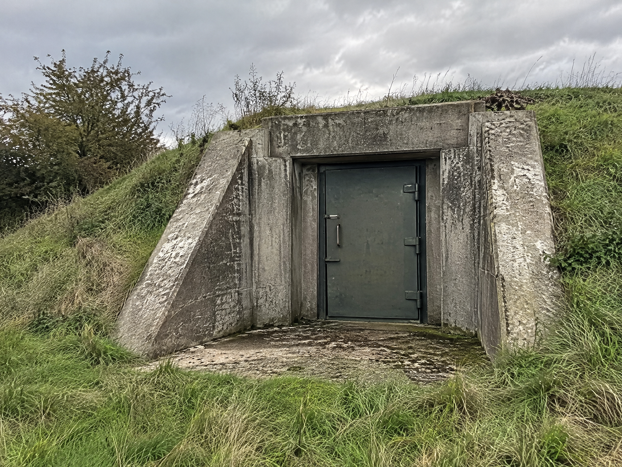 Underground concrete bunker entrance