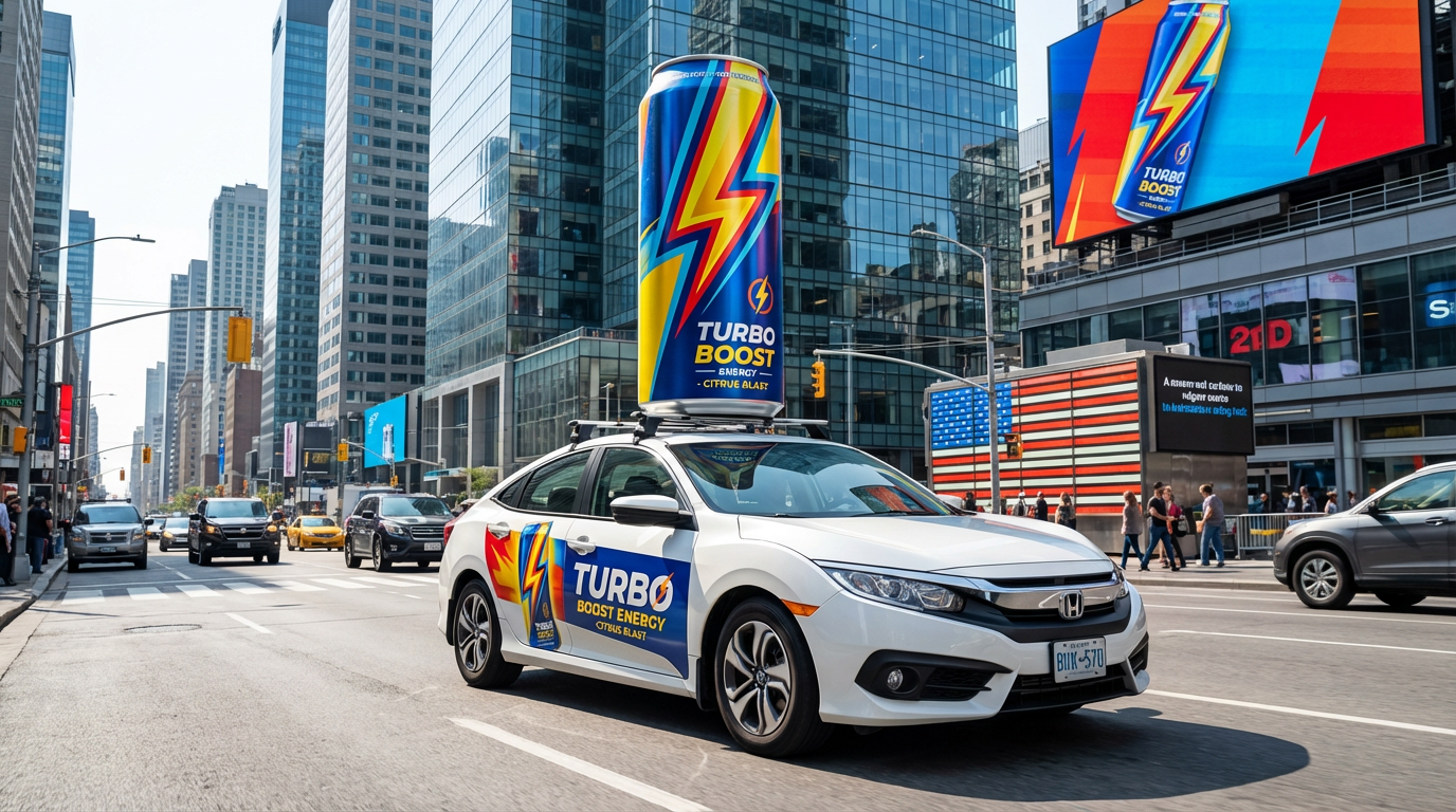 Energy Drink Can 3D Model on Car