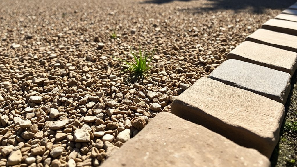 Gravel driveway with membrane and professional edging