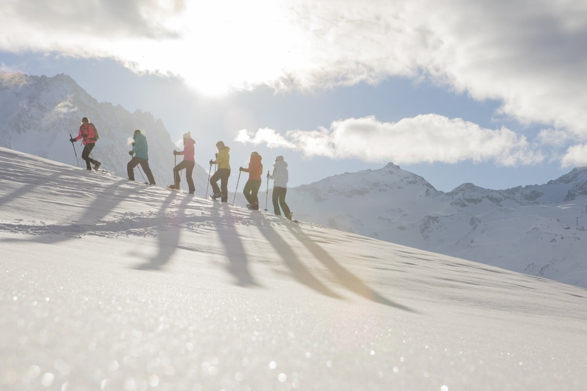 Snowshoeing in the mountains near Val Thorens