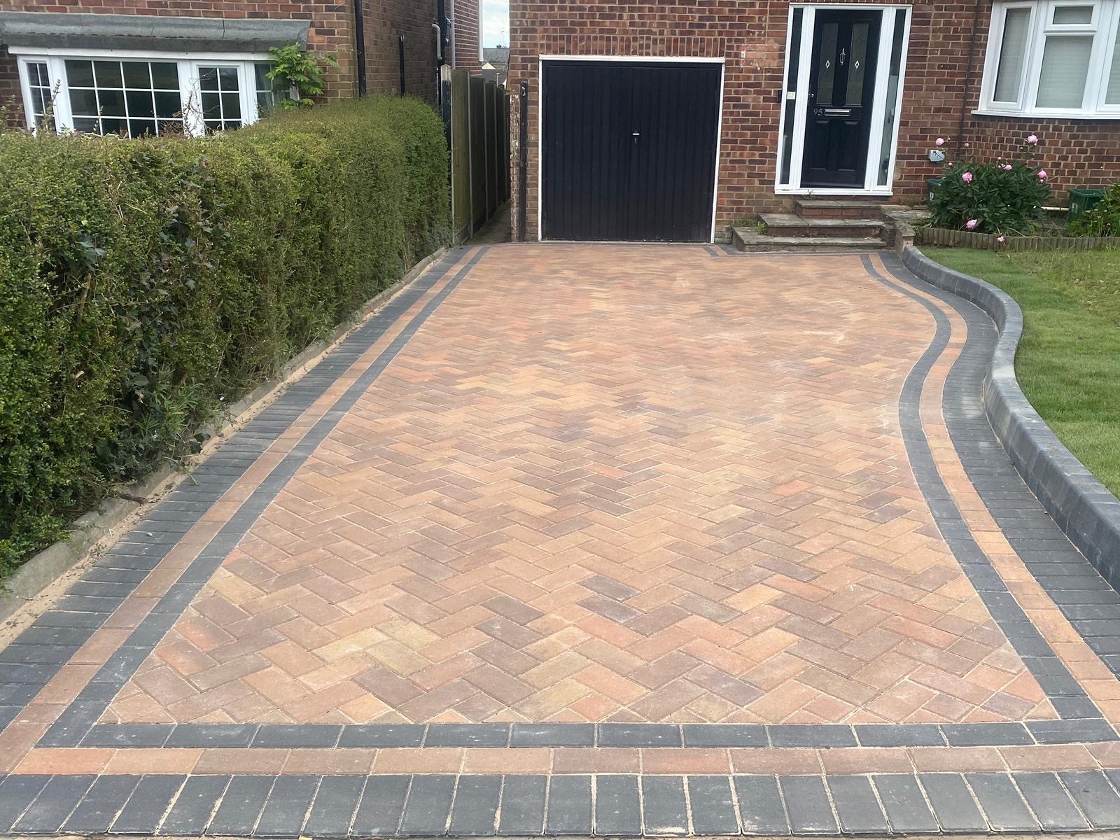 Herringbone block paving pattern