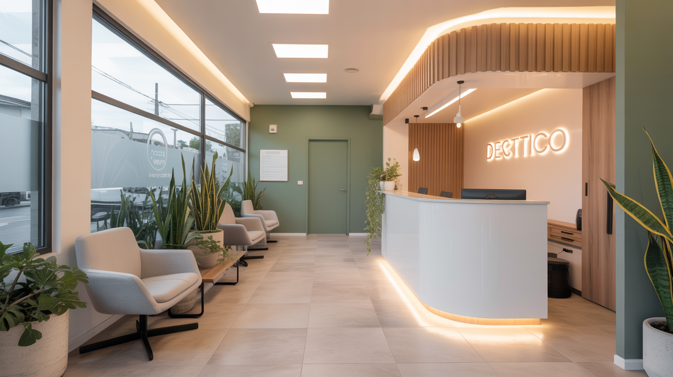 Modern dental reception area
