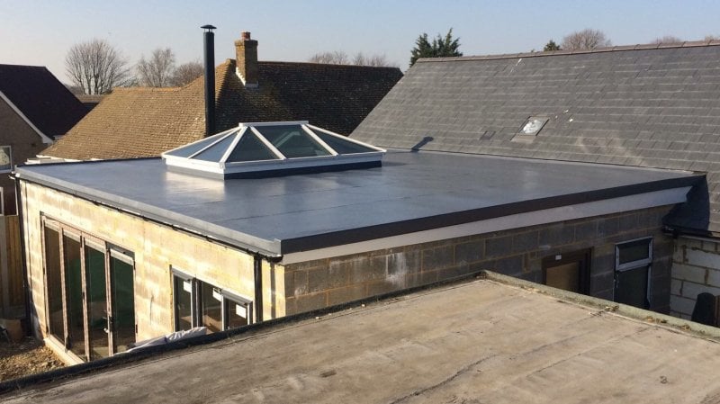 GRP fibreglass flat roof installation