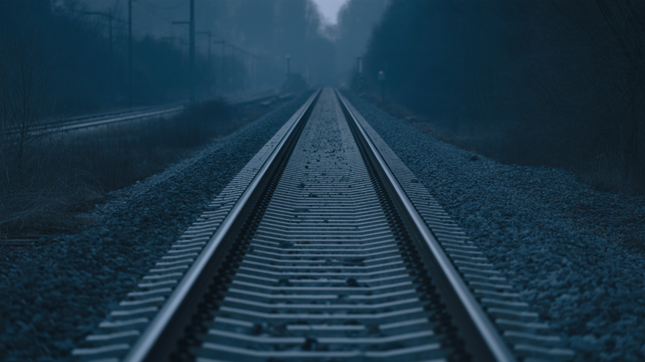 Railroad tracks converging into the distance representing infrastructure