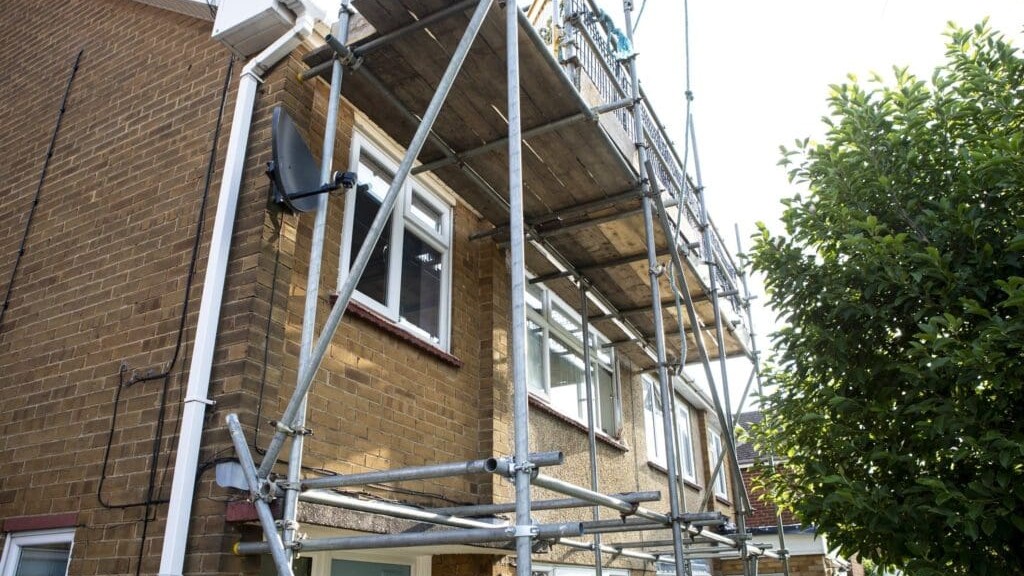 Scaffolding set up for major roof work