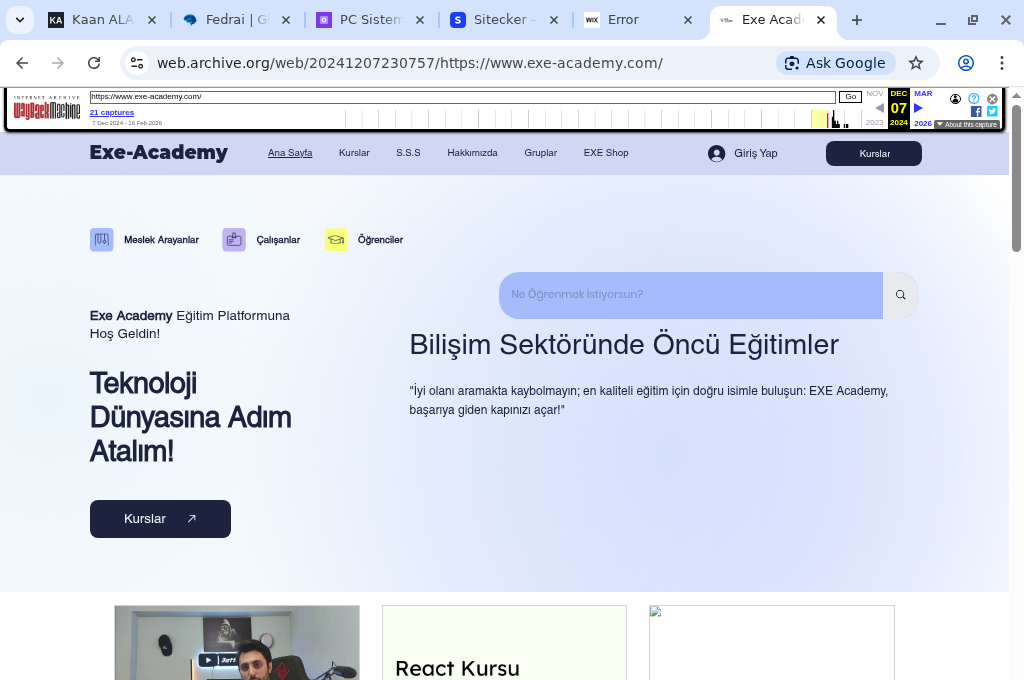 EXE Academy - proje önizleme