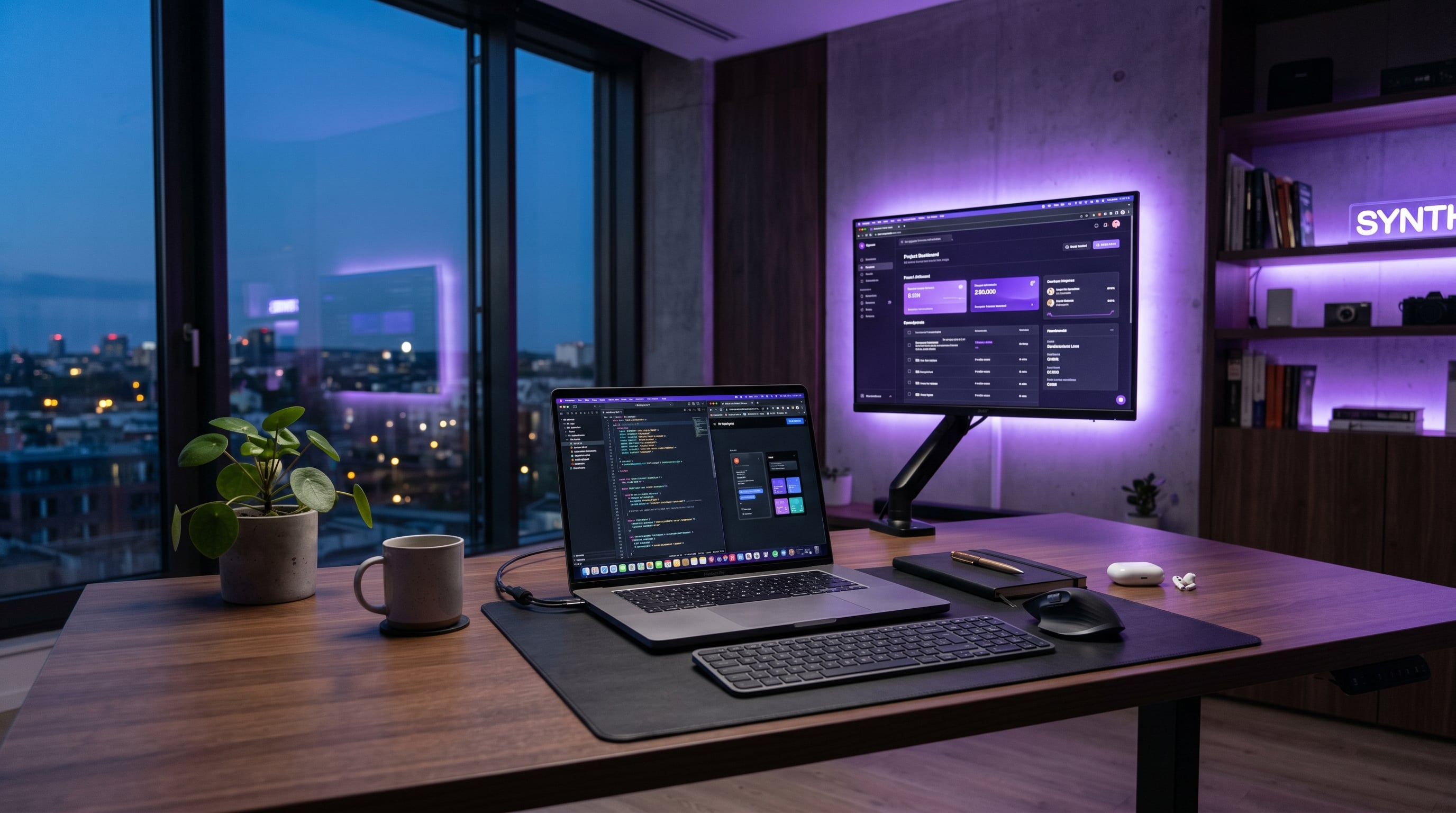 Espacio de trabajo digital moderno con herramientas tecnológicas