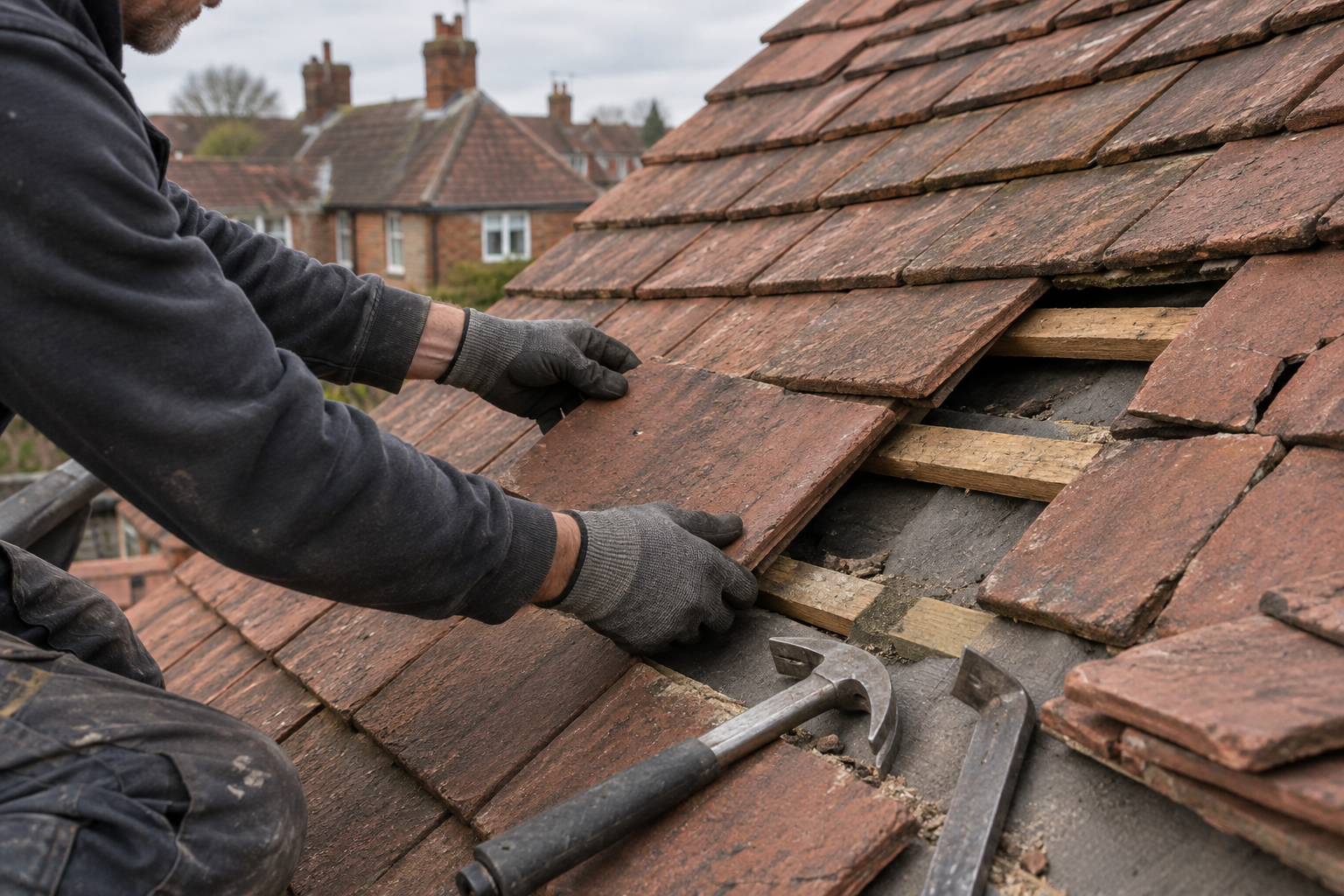 Roof Repairs – example work on a UK property, photo 2