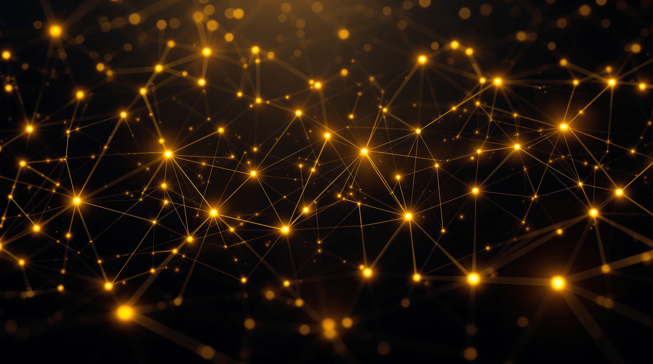 Sophisticated AI neural network with glowing gold connections